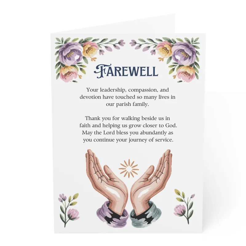 Farewell Parish Leader Card with Gentle Hands