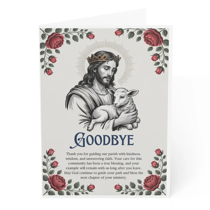 Pastor Farewell Card: Jesus With Lamb Goodbye Card