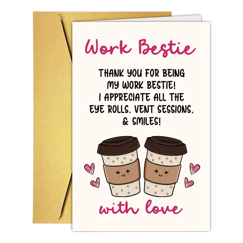 Work Bestie Thank Card for Your Coworker Friend