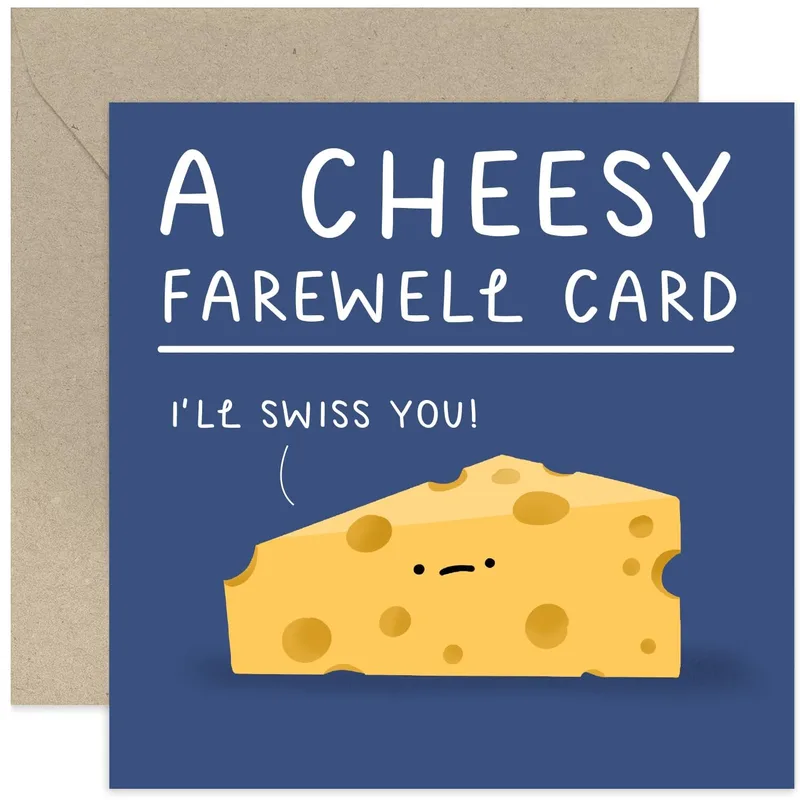 Cheesy Farewell Card with a Swiss Cheese Pun for Coworkers