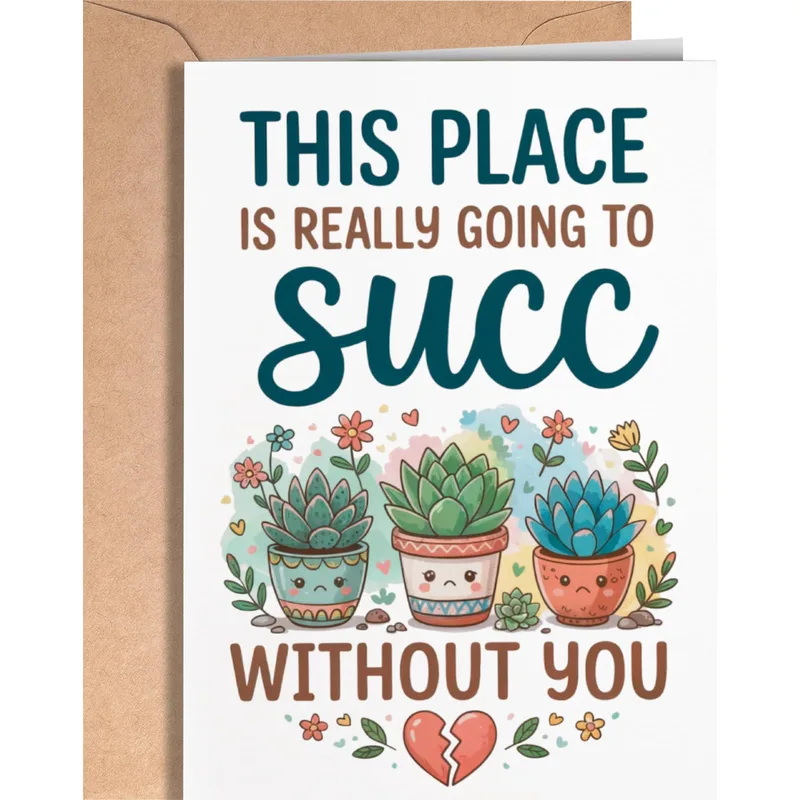 Succulent Farewell Card for a Coworker Who Is Leaving
