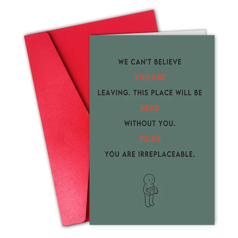 Irreplaceable Coworker Card: A Funny Farewell for Your Colleague