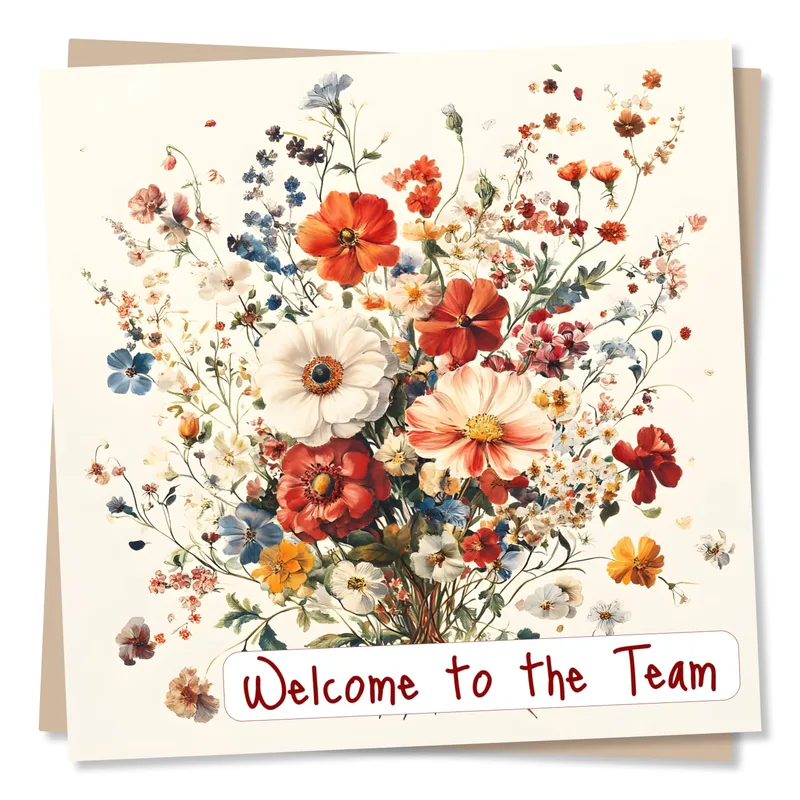 Welcome to the Team Card: Floral Bouquet Watercolor for New Co-Workers