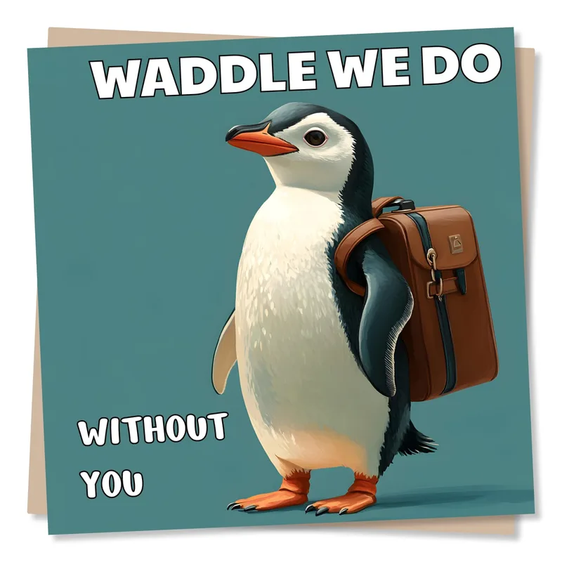 Penguin Leaving Card: Waddle We Do Without You Pun for Coworkers