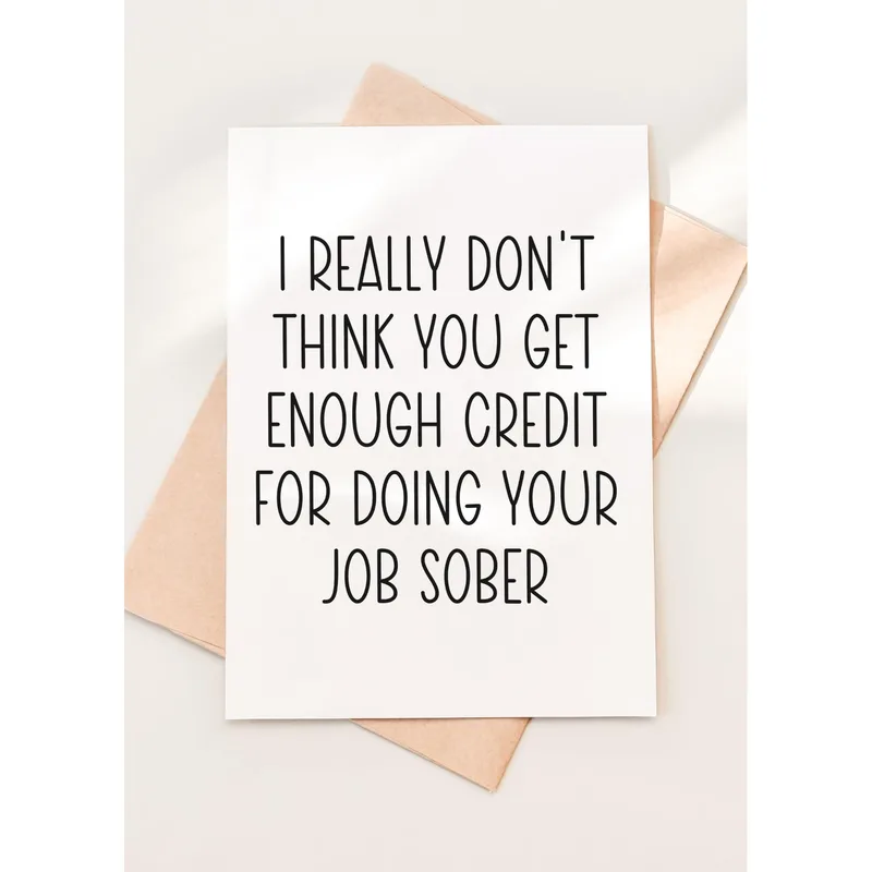 Sober Coworker Card: A Joke About Doing Your Job Sober