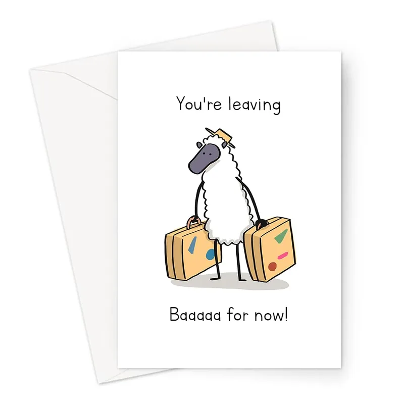 Sheep Leaving Card: You're Leaving Baaaaa for Now Greeting