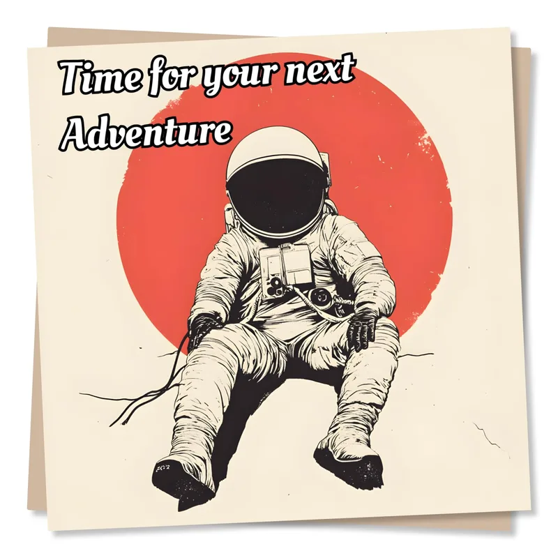 Astronaut Adventure Card: A Bold Send-Off Design