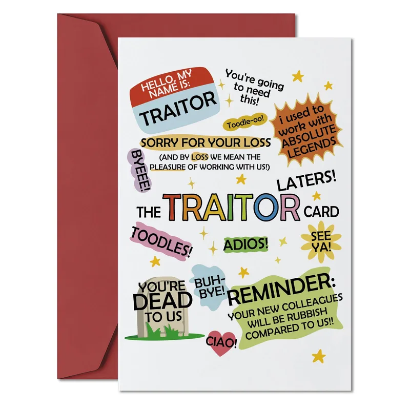 Colorful Doodle Text Stickers Card for a Departing Coworker