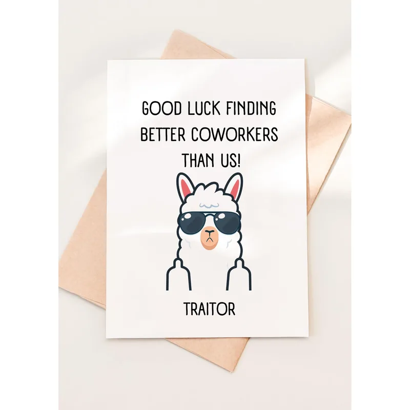 Funny Llama Coworker Card for Your Coworker Leaving