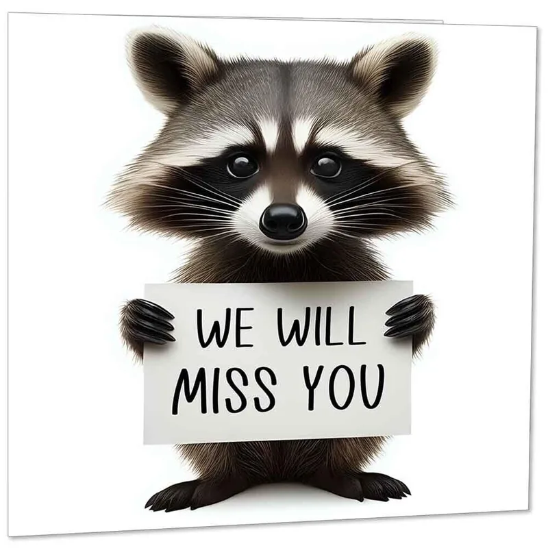 Raccoon Miss You Card: We Will Miss You Sign