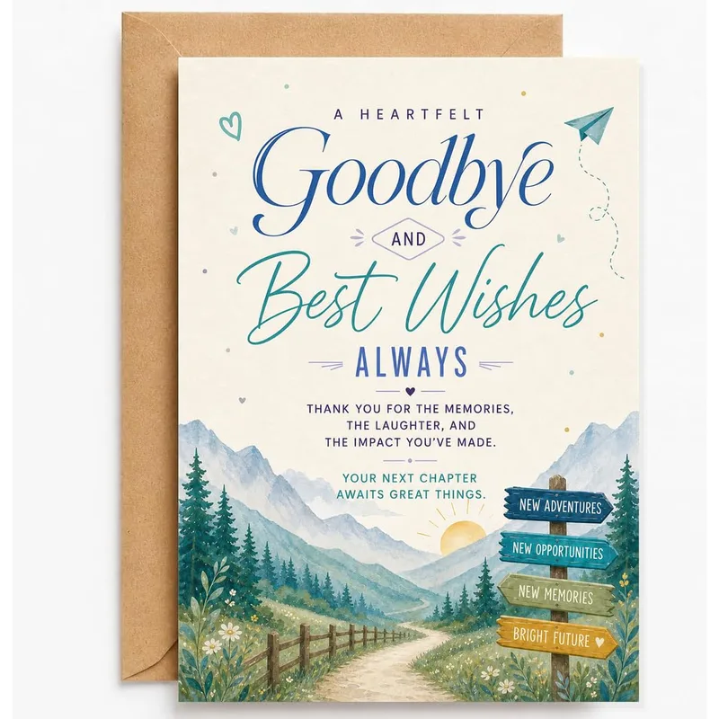 A Heartfelt Goodbye Card with a Mountain Trail Scene