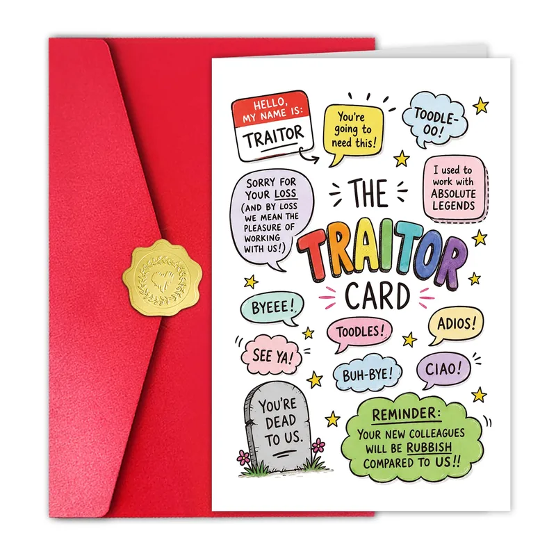 Colorful Cartoon Speech Bubbles Card for a Departing Coworker