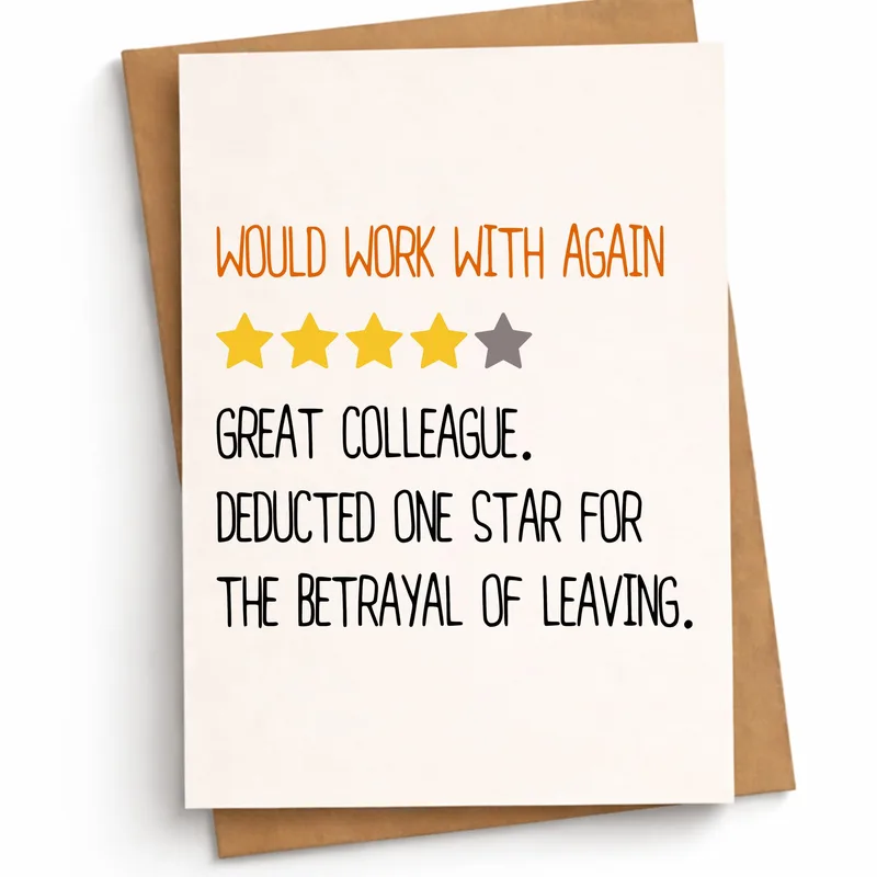 Four Star Review Card for a Coworker Who Is Leaving
