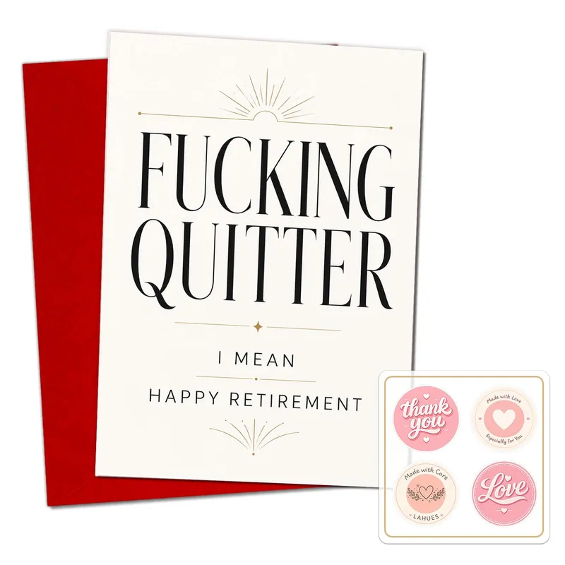 Black Serif Text Cream Card: A Retirement Card With Bite