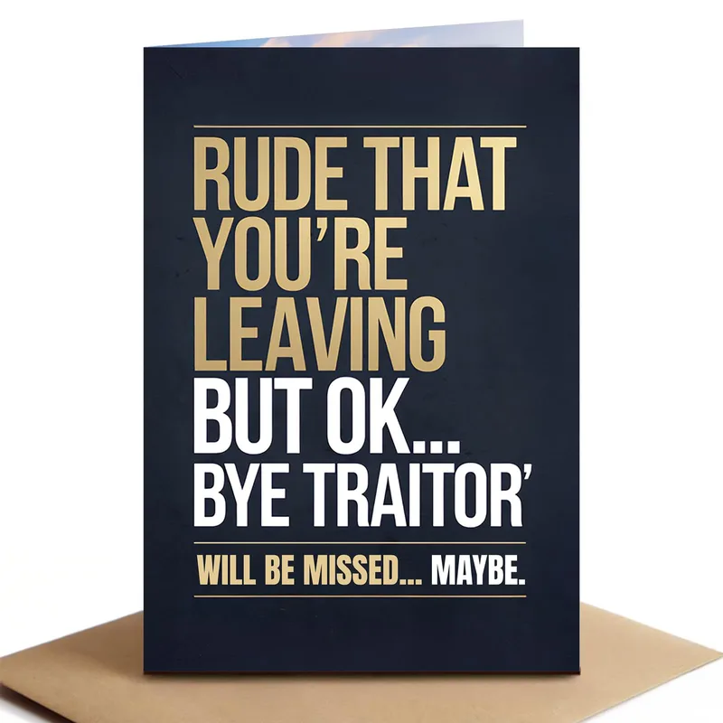 Gold Navy Typographic Text Card for a Coworker Who Is Leaving