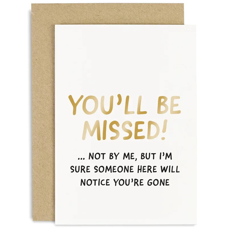 Gold Text Minimalist Typography Card for a Departing Coworker