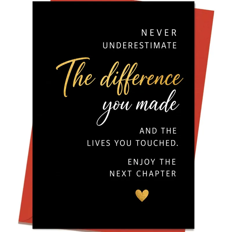 Black Gold Script Text Card for a Departing Coworker