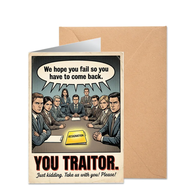 Farewell Resignation Card: A Comic Boardroom Goodbye