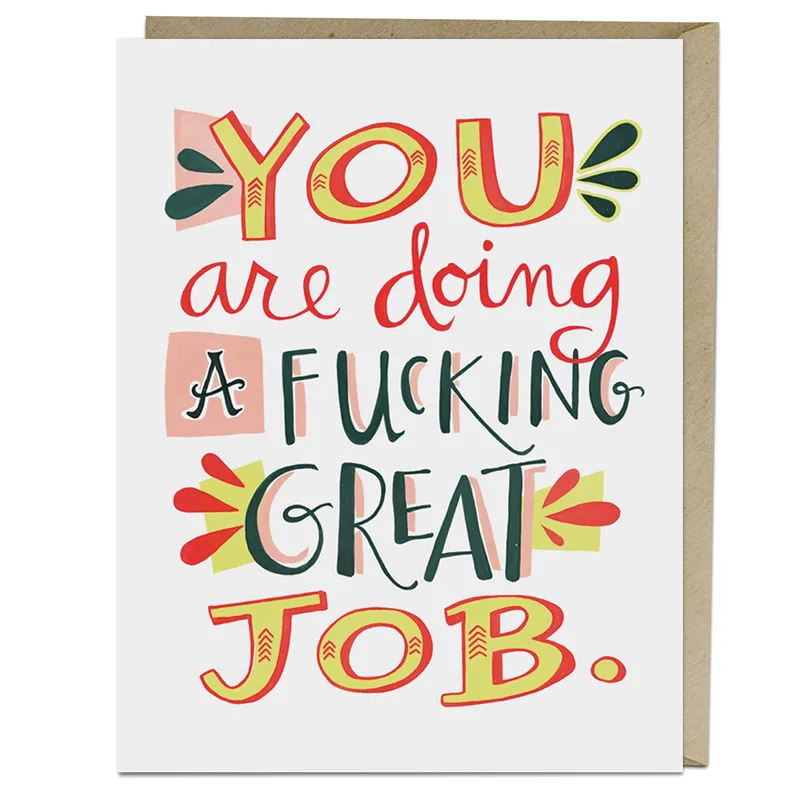 Good Job Card: a bold, hand-lettered cheer