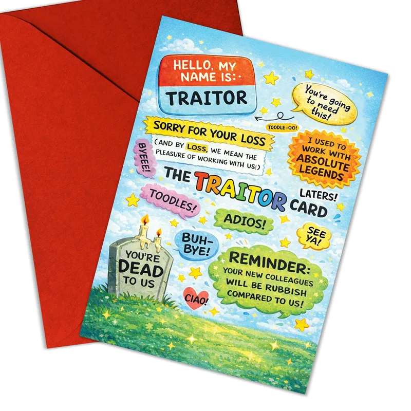 Funny Farewell Card for Coworker: Traitor Design