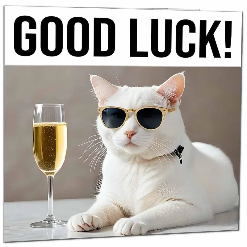 Cool Cat Good Luck Card for a New Start