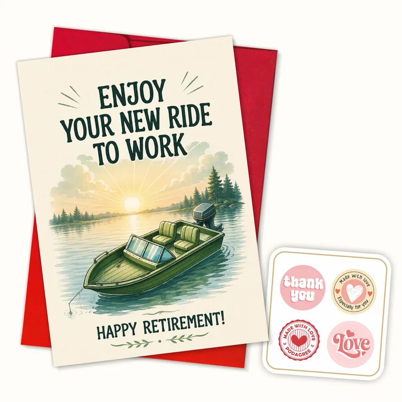 Retired Fishing Card: A Boat Ride to Your Next Chapter