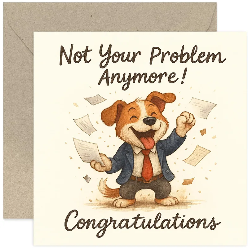 New Job Freedom Card – Greeting Card in black