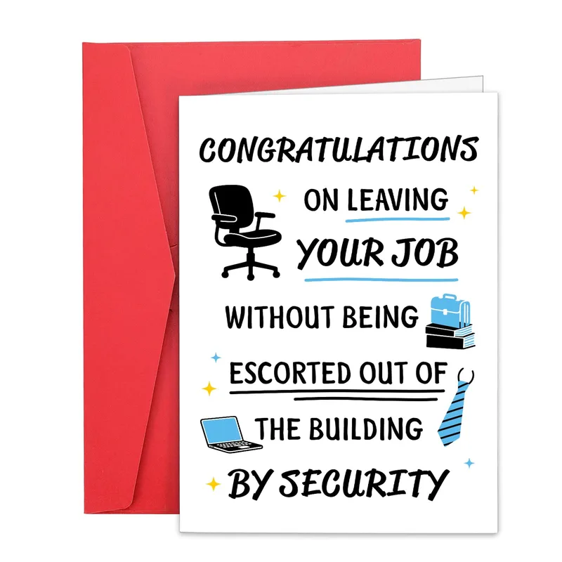 Black Office Icons Humor Card for Coworker Leaving Job
