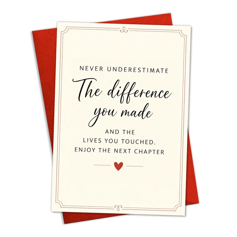 Cream Elegant Script Heart Card for Coworker Farewell and New Chapter