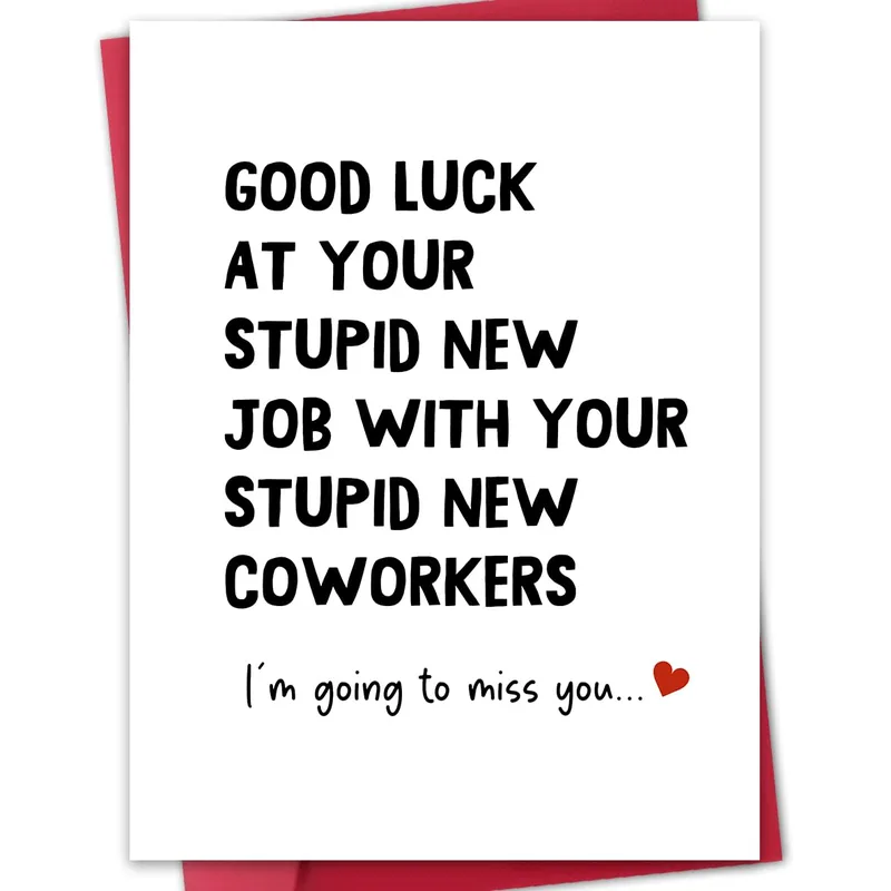 Black White Background New Job Card for a Coworker Leaving