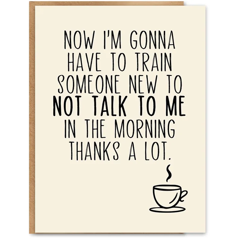 Handwritten Coffee Cup Retirement Card for the Morning Talker