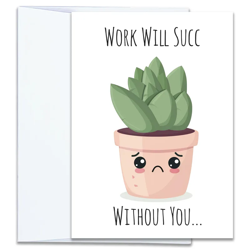 Sad Succulent Plant Farewell Card for a Coworker Leaving Office
