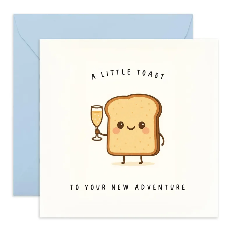 Cute Toast Champagne New Job Card for Colleague Farewell