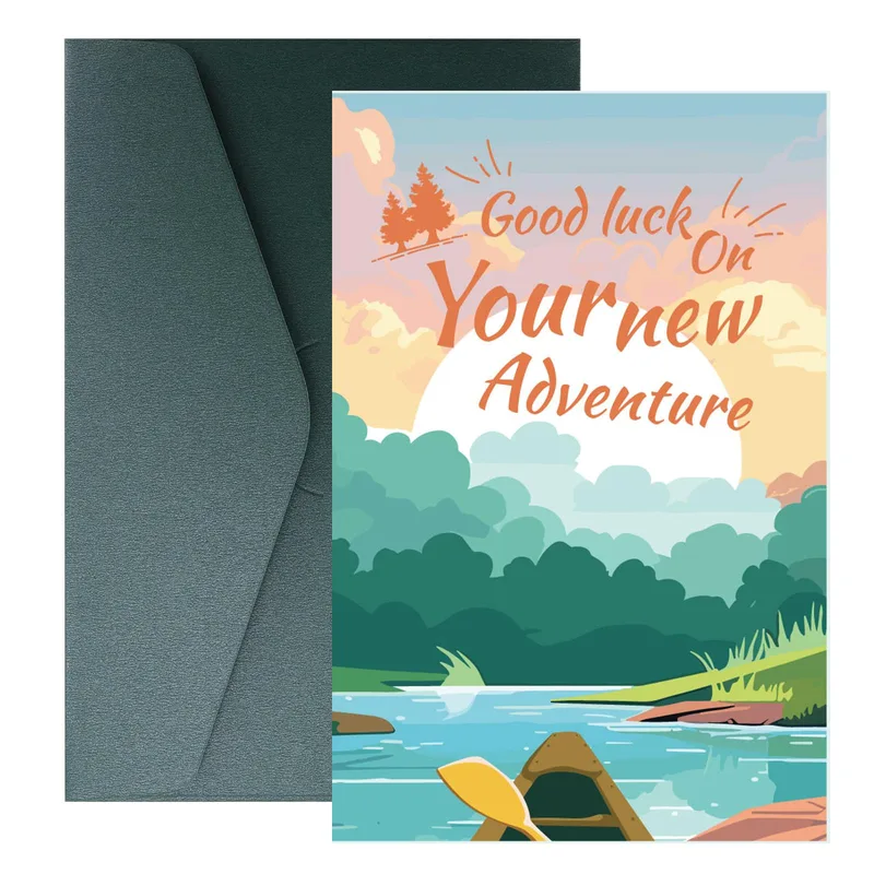Canoe River Sunset Good Luck Card for New Job or Retirement