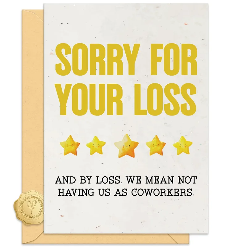 Yellow Cute Stars Coworker Card for a Funny Farewell