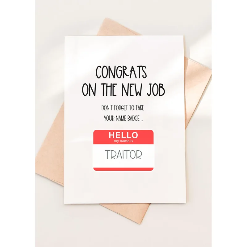 Black Name Badge New Job Card for Coworker Leaving Office
