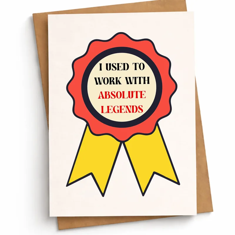 Award Ribbon Badge Retirement Card Celebrating a Coworker Leaving