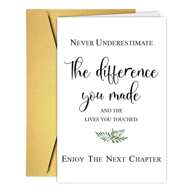 Gold Envelope Script Farewell Card featuring an inspirational quote
