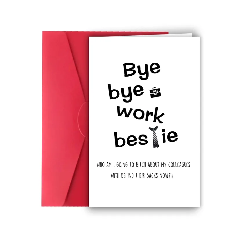 Red Envelope Black Farewell Card for the Coworker Who Needs to Leave