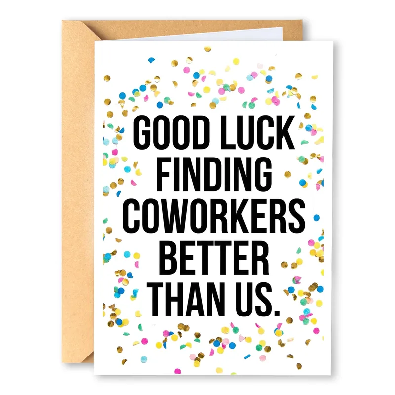 Black Confetti Border Farewell Card for the Leaving Coworker