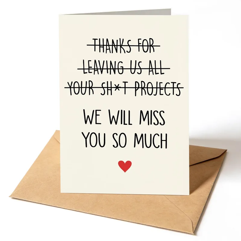Red Heart Strikethrough Farewell Card for the Coworker Who Left a Mess