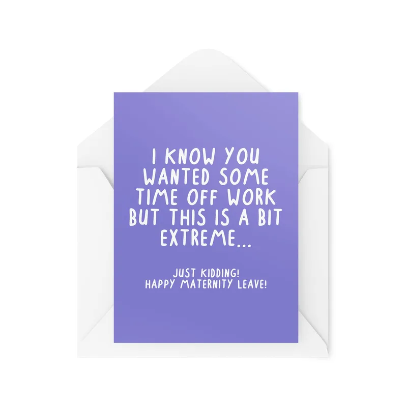 Lavender Card Pregnancy Card: Banter Joke for Maternity Leave