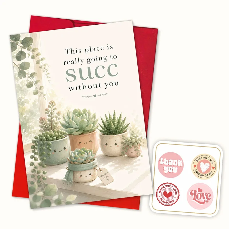 Succulent Pots Farewell Card for a Coworker Leaving the Office
