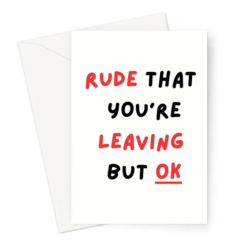 Red White Card Farewell Card for the Coworker Who Leaves abruptly