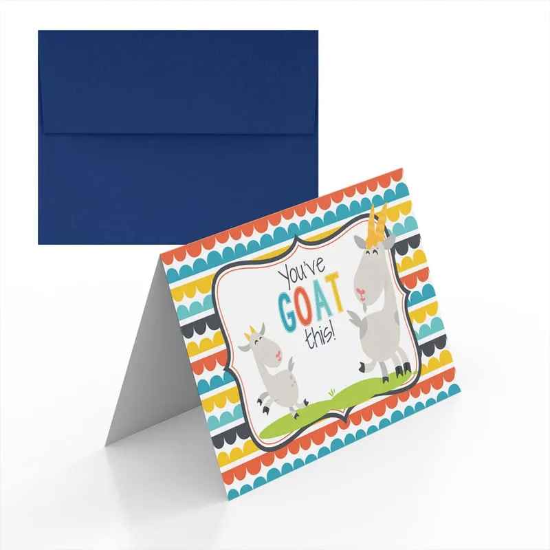 Goats Striped Border Encouragement Card for Coworkers and Friends