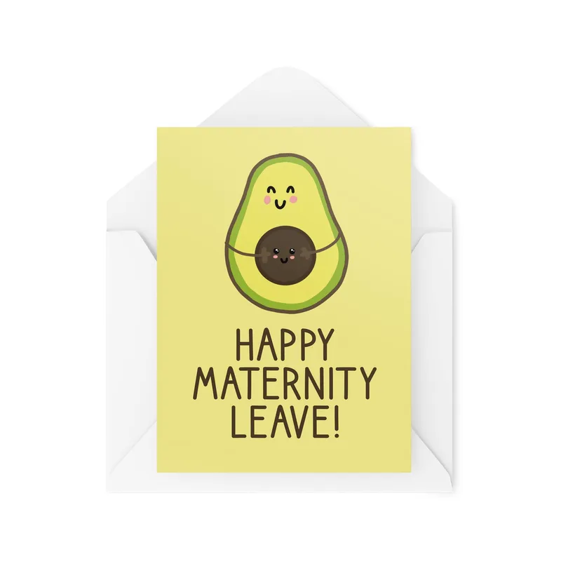 Yellow Avocado Smiling Pregnancy Card – Greeting Card in natural