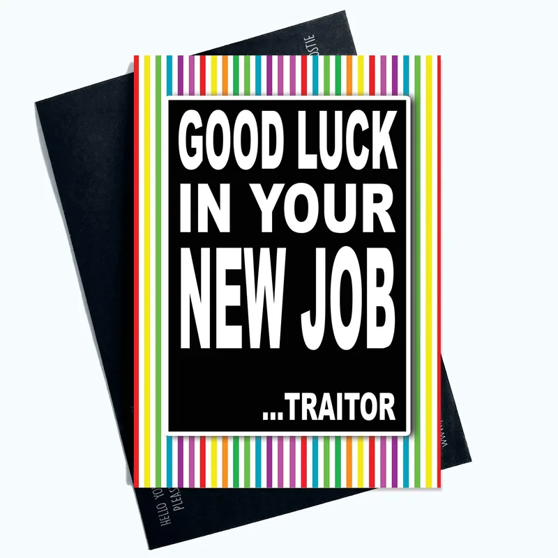 Rainbow Stripe Border New Job Card for the Departing Colleague