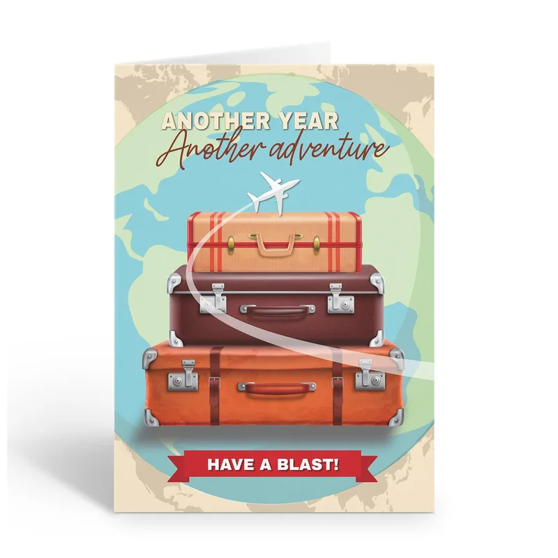 Globe Vintage Suitcases Farewell Card for Travelers