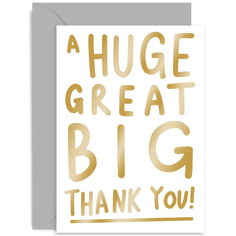 Script Letters White Thank You Card for a Huge Great Big Farewell