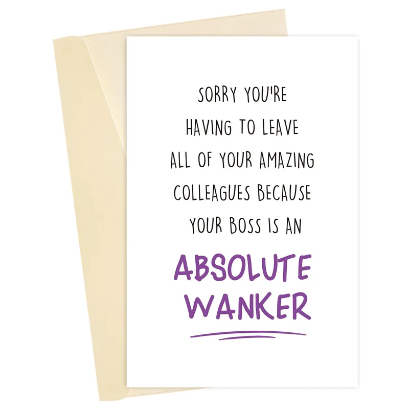 Beige Minimal Card Farewell Card features bold purple text